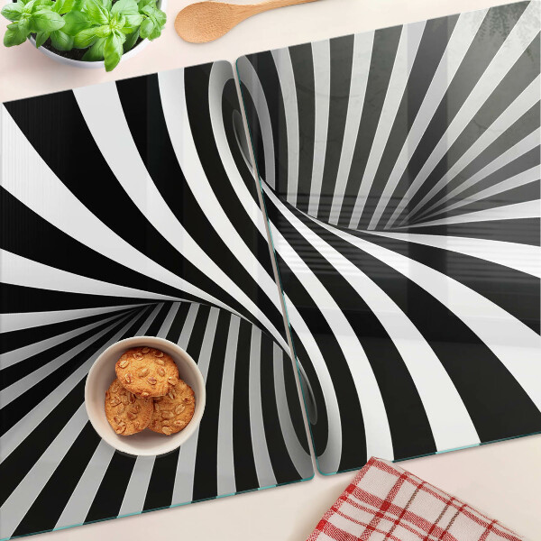 Szklana deska do krojenia Wzór spiralny w czerni i bieli