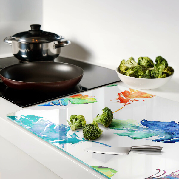 Tabla de cortar Plumas en acuarela