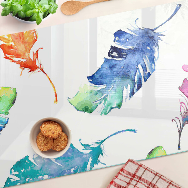 Tabla de cortar Plumas en acuarela