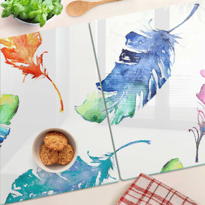 Tabla de cortar Plumas en acuarela