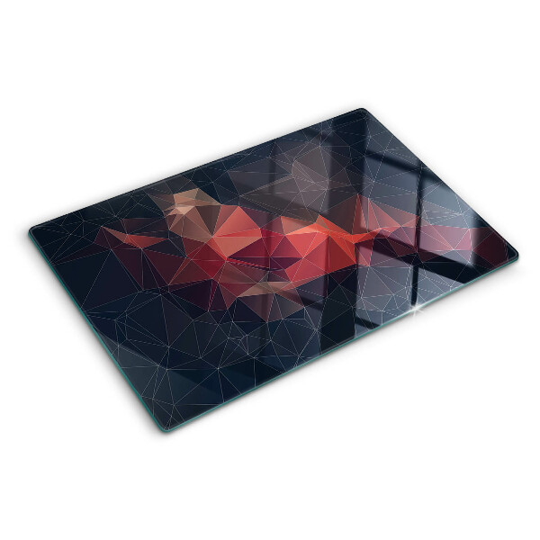 Tabla de cortar de cristal Geometría abstracta en tonos rojos.