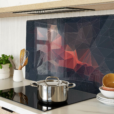 Tabla de cortar de cristal Geometría abstracta en tonos rojos.