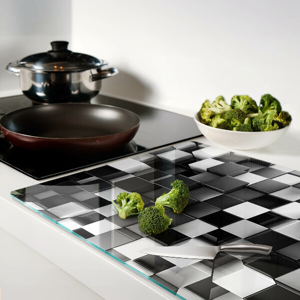 Tabla de cocina Motivo de tablero de ajedrez en tonos blanco y negro