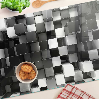 Tabla de cocina Motivo de tablero de ajedrez en tonos blanco y negro