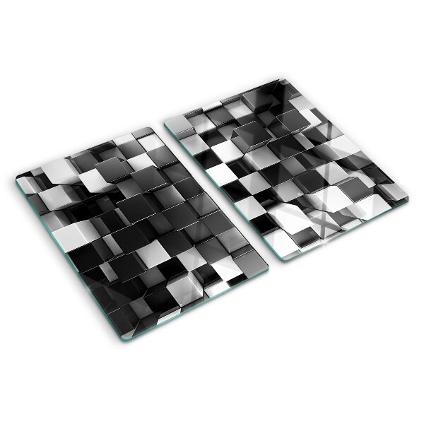 Tabla de cocina Motivo de tablero de ajedrez en tonos blanco y negro