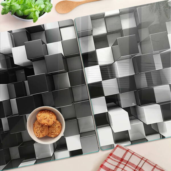 Tabla de cocina Motivo de tablero de ajedrez en tonos blanco y negro