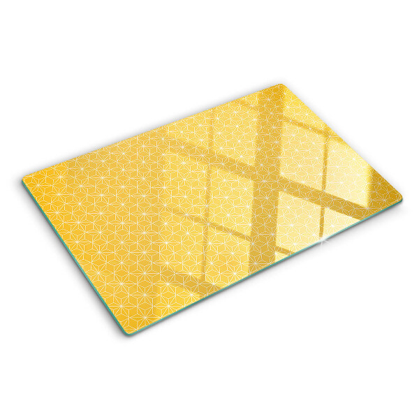 Tabla de cortar de cristal Flor de la vida sobre fondo amarillo