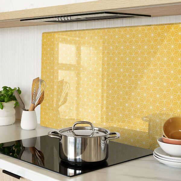 Tabla de cortar de cristal Flor de la vida sobre fondo amarillo