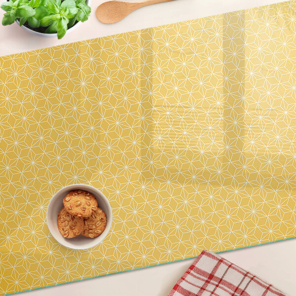 Tabla de cortar de cristal Flor de la vida sobre fondo amarillo