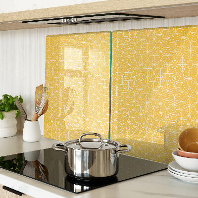 Tabla de cortar de cristal Flor de la vida sobre fondo amarillo