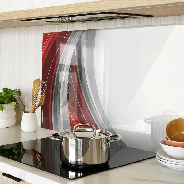 Szklana deska kuchenna Abstrakcyjne fale w czerwieni i szarości