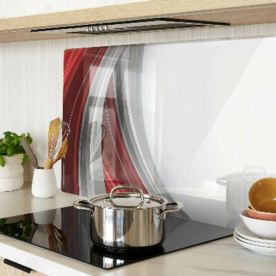 Szklana deska kuchenna Abstrakcyjne fale w czerwieni i szarości