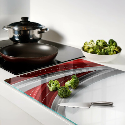 Szklana deska kuchenna Abstrakcyjne fale w czerwieni i szarości