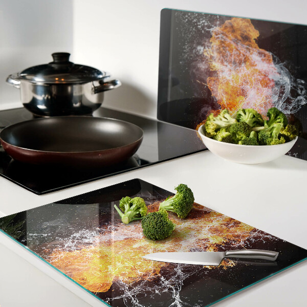 Deska kuchenna szklana Ogień i woda