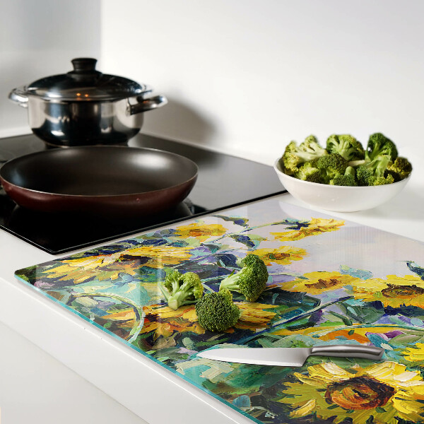 Deska kuchenna szklana Słoneczniki w ogrodzie