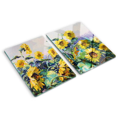 Tabla de cocina Girasoles en el jardín
