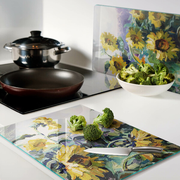 Tabla de cocina Girasoles en el jardín