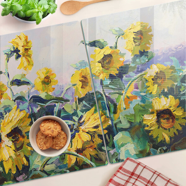 Tabla de cocina Girasoles en el jardín