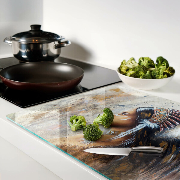 Szklana deska kuchenna Indianin z pióropuszem