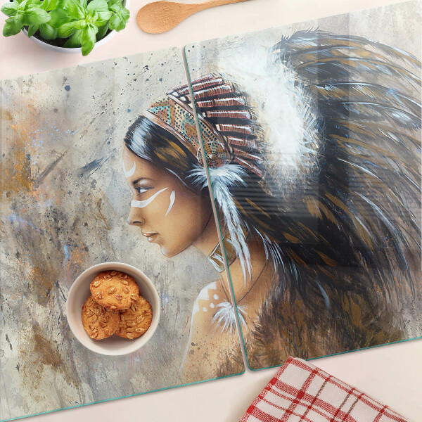 Szklana deska kuchenna Indianin z pióropuszem
