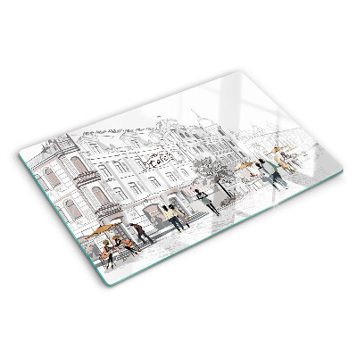 Tabla de cocina Paisaje de cafés en la ciudad