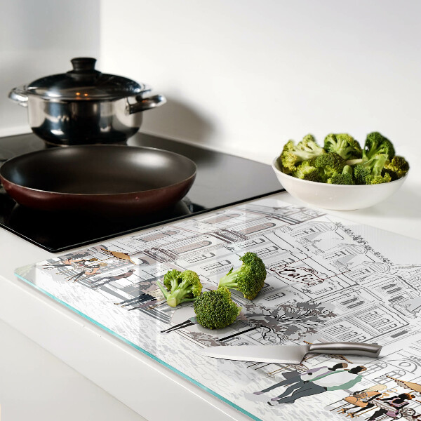 Deska kuchenna szklana Kawiarniana sceneria w mieście