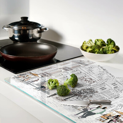 Deska kuchenna szklana Kawiarniana sceneria w mieście