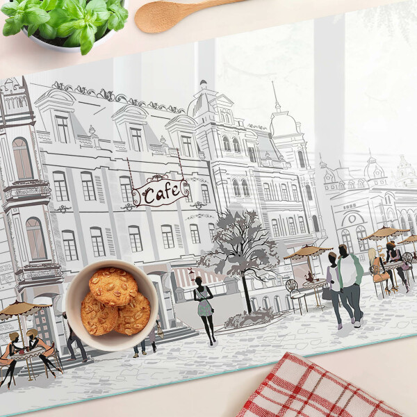 Tabla de cocina Paisaje de cafés en la ciudad