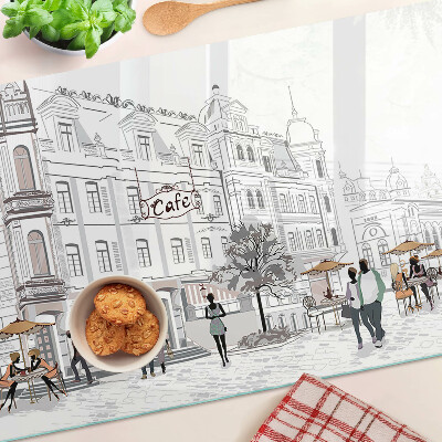 Tabla de cocina Paisaje de cafés en la ciudad