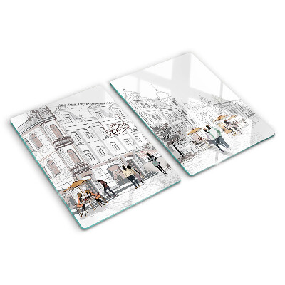 Tabla de cocina Paisaje de cafés en la ciudad