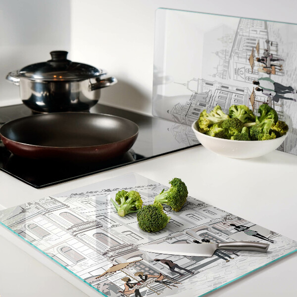 Tabla de cocina Paisaje de cafés en la ciudad