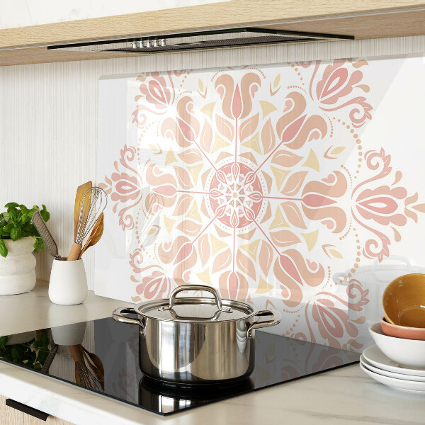 Tabla de cortar de cristal Mandala en tonos rosa