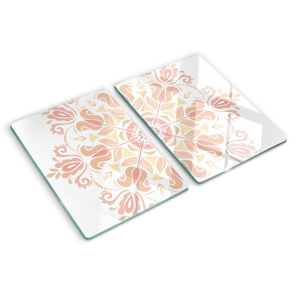 Tabla de cortar de cristal Mandala en tonos rosa