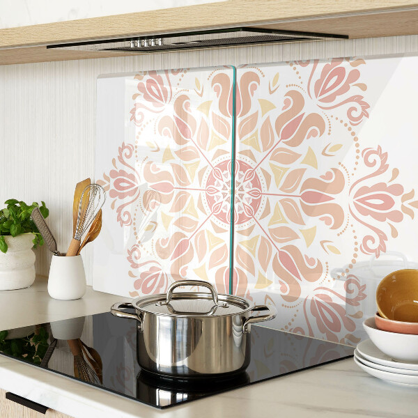 Tabla de cortar de cristal Mandala en tonos rosa