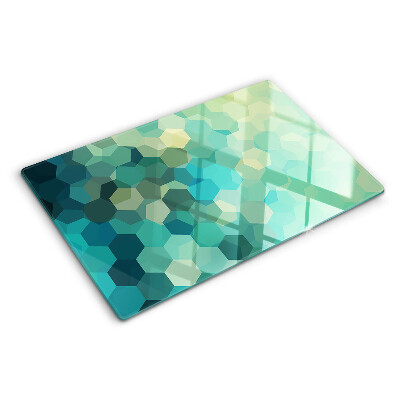 Tabla de cocina Hexágonos geométricos en tonos azules