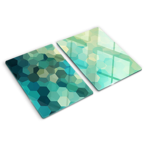 Tabla de cocina Hexágonos geométricos en tonos azules