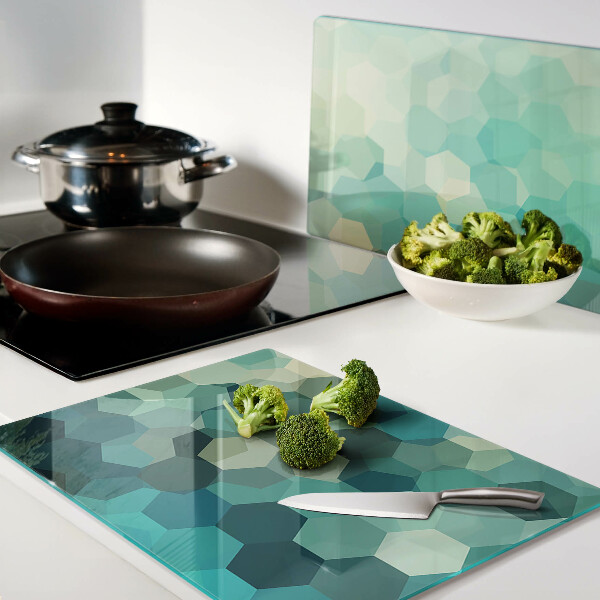 Tabla de cocina Hexágonos geométricos en tonos azules