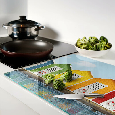 Tabla para cortar Casas coloridas junto al mar