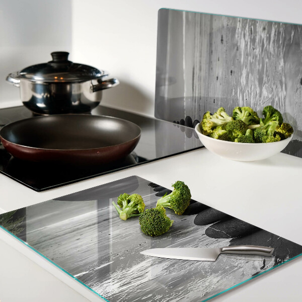 Szklana deska do krojenia Kamienie na plaży w czerni i bieli