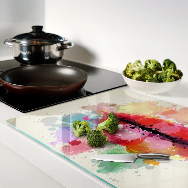 Szklana deska kuchenna Usta w kolorowych plamach