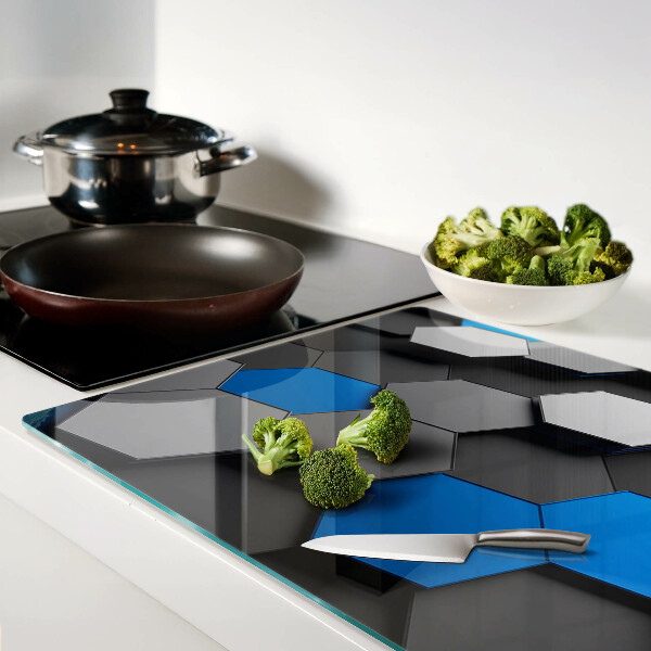 Tabla para cortar Patrones hexagonales en tonos azul grisáceo