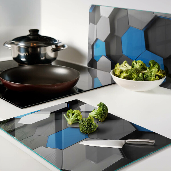 Tabla para cortar Patrones hexagonales en tonos azul grisáceo