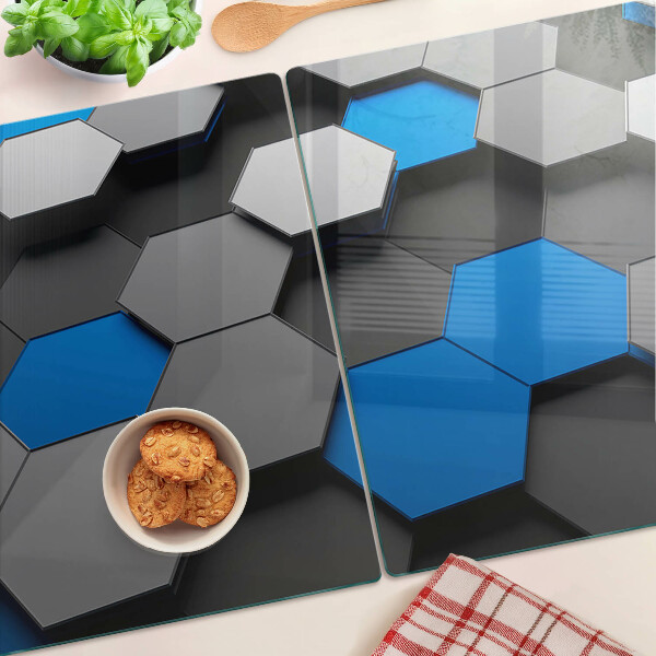 Tabla para cortar Patrones hexagonales en tonos azul grisáceo