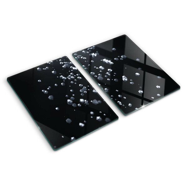 Tabla de cortar de cristal Burbujas de cristal sobre un fondo negro