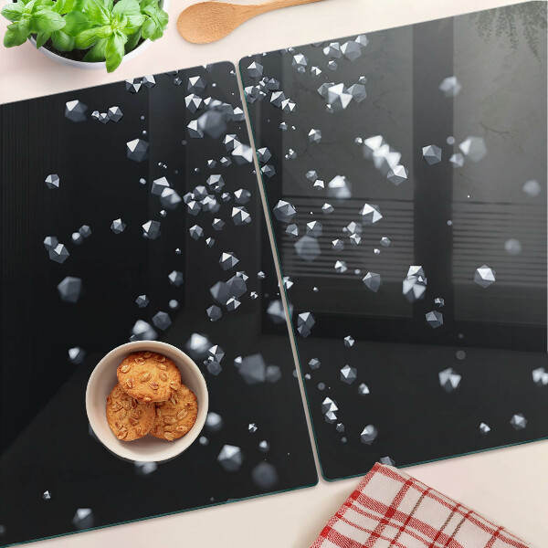 Tabla de cortar de cristal Burbujas de cristal sobre un fondo negro