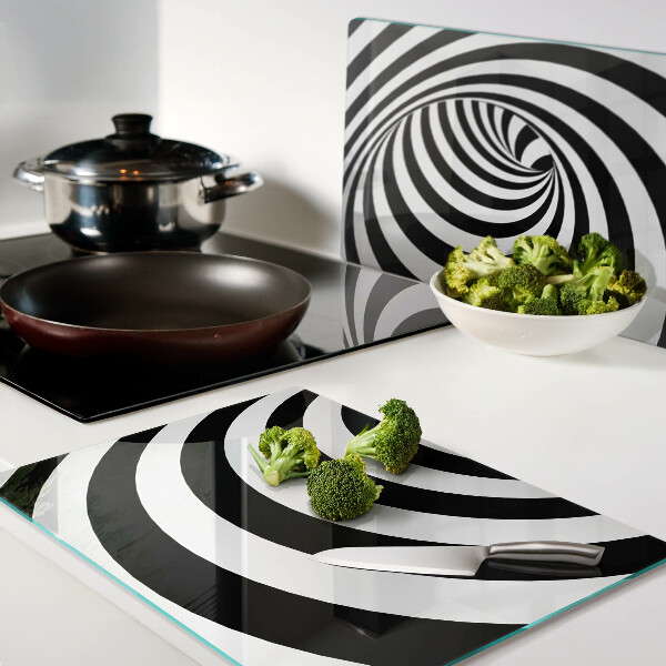 Tabla de cortar Motivo espiral en blanco y negro