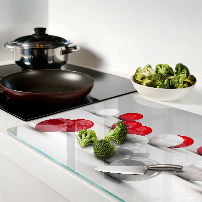 Tabla de cortar de cristal Bolas rojas y blancas