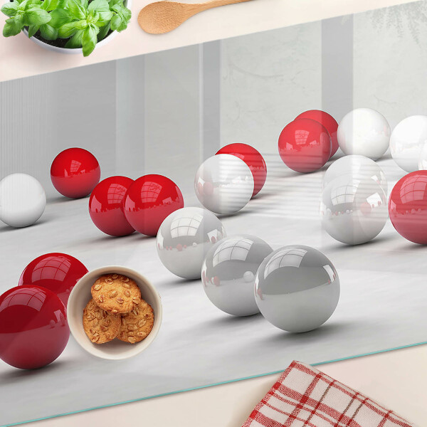 Tabla de cortar de cristal Bolas rojas y blancas