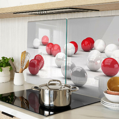 Tabla de cortar de cristal Bolas rojas y blancas