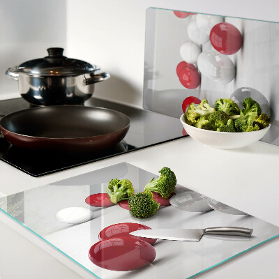 Tabla de cortar de cristal Bolas rojas y blancas